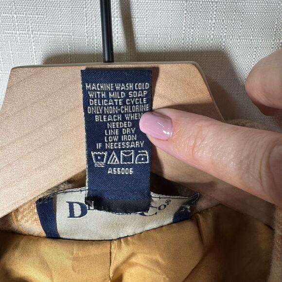 DENIM & CO Chore Coat Womens M Wool Blend Plaid Checkered Jacket Neutral Boxy - Picture 8 of 12